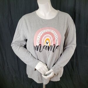 Gray Cotton Long Sleeve‎ Rainbow Mama T-Shirt Size 3X